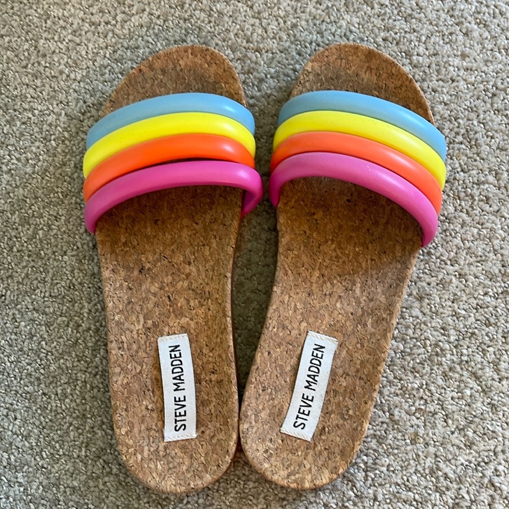 Steve Madden Rainbow slides